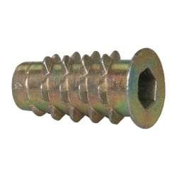 E-Z LOK - #10-24, Zinc Alloy Flanged Hex Drive Insert - 9/32" Drill, 0.2756" Hole Diam, 0.7874" Long, 3/4" Min Grip, M5 Hex - Apex Tool & Supply