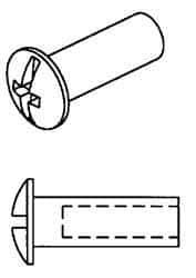 Made in USA - 1/4-20 Thread Barrel, Slotted/Phillips Drive, Stainless Steel Sex Bolt & Binding Post - 1/2" Long Barrel, Grade 18-8 - Apex Tool & Supply