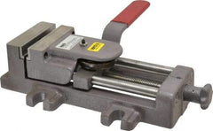 Heinrich - 4" Jaw Opening Capacity x 1-3/8" Throat Depth, Horizontal Drill Press Vise - 4" Wide x 1-3/8" High Jaw, Stationary Base, Standard Speed, 11-3/4" OAL - Apex Tool & Supply