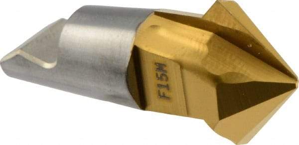 Seco - MM12 M02 Grade F15M Carbide Chamfer Milling Tip Insert - 2 Flutes, 0.63" Cutting Diam, 0.295" Depth of Cut, 0.677" Extension - Apex Tool & Supply