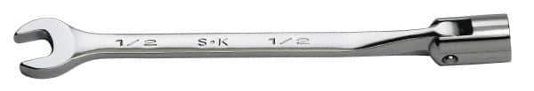 SK - 7/16" 12 Point Flexhead Combination Wrench - 7" OAL, Steel, Chrome Finish - Apex Tool & Supply