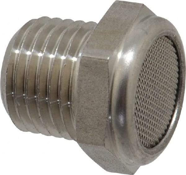 Legris - 1/4 Male NPT, 17mm Hex, Exhaust Muffler - 175 Max psi, 108 Decibel Rating, Stainless Steel - Apex Tool & Supply