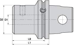 Kennametal - KM63XMZ Modular Connection 18mm Hole End Mill Holder/Adapter - 50mm Nose Diam, 60mm Projection, Through-Spindle Coolant - Exact Industrial Supply