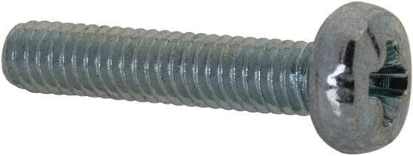 Value Collection - M2.5x0.45, 12mm Length Under Head Phillips Drive Machine Screw - Pan Head, Grade 4.8 Steel, Zinc-Plated Finish, Without Washer - Apex Tool & Supply