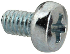 Value Collection - M2.5x0.45, 4mm Length Under Head Phillips Drive Machine Screw - Pan Head, Grade 4.8 Steel, Zinc-Plated Finish, Without Washer - Apex Tool & Supply