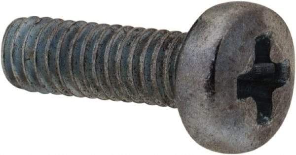 Value Collection - M2.5x0.45, 8mm Length Under Head Phillips Drive Machine Screw - Pan Head, Grade 4.8 Steel, Zinc-Plated Finish, Without Washer - Apex Tool & Supply