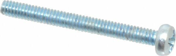 Value Collection - M2x0.40, 20mm Length Under Head Phillips Drive Machine Screw - Pan Head, Grade 4.8 Steel, Zinc-Plated Finish, Without Washer - Apex Tool & Supply
