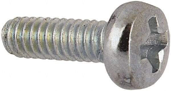 Value Collection - M2x0.40, 6mm Length Under Head Phillips Drive Machine Screw - Pan Head, Grade 4.8 Steel, Zinc-Plated Finish, Without Washer - Apex Tool & Supply