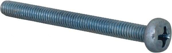 Value Collection - M4x0.70, 45mm Length Under Head Phillips Drive Machine Screw - Pan Head, Grade 4.8 Steel, Zinc-Plated Finish, Without Washer - Apex Tool & Supply