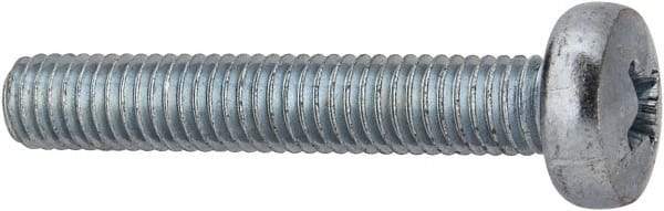 Value Collection - M5x0.80, 30mm Length Under Head Phillips Drive Machine Screw - Pan Head, Grade 4.8 Steel, Zinc-Plated Finish, Without Washer - Apex Tool & Supply