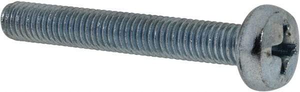 Value Collection - M5x0.80, 35mm Length Under Head Phillips Drive Machine Screw - Pan Head, Grade 4.8 Steel, Zinc-Plated Finish, Without Washer - Apex Tool & Supply