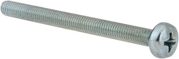 Value Collection - M5x0.80, 60mm Length Under Head Phillips Drive Machine Screw - Pan Head, Grade 4.8 Steel, Zinc-Plated Finish, Without Washer - Apex Tool & Supply