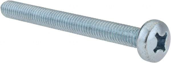 Value Collection - M6x1.00, 60mm Length Under Head Phillips Drive Machine Screw - Pan Head, Grade 4.8 Steel, Zinc-Plated Finish, Without Washer - Apex Tool & Supply