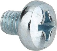 Value Collection - M6x1.00, 8mm Length Under Head Phillips Drive Machine Screw - Pan Head, Grade 4.8 Steel, Zinc-Plated Finish, Without Washer - Apex Tool & Supply