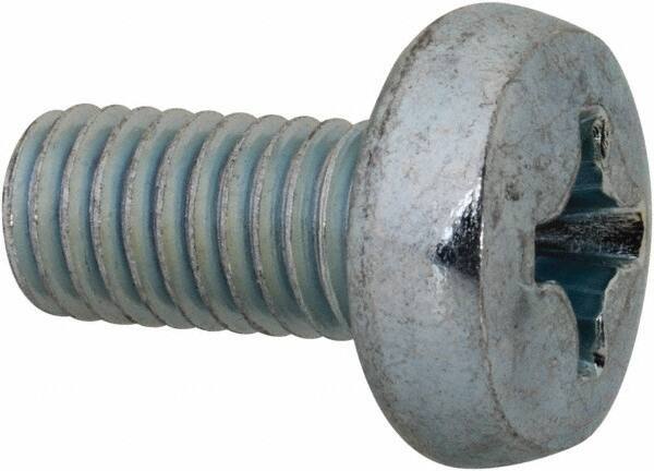 Value Collection - M8x1.25, 16mm Length Under Head Phillips Drive Machine Screw - Pan Head, Grade 4.8 Steel, Zinc-Plated Finish, Without Washer - Apex Tool & Supply