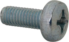 Value Collection - M8x1.25, 20mm Length Under Head Phillips Drive Machine Screw - Pan Head, Grade 4.8 Steel, Zinc-Plated Finish, Without Washer - Apex Tool & Supply