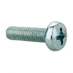 Value Collection - M8x1.25, 30mm Length Under Head Phillips Drive Machine Screw - Pan Head, Grade 4.8 Steel, Zinc-Plated Finish, Without Washer - Apex Tool & Supply