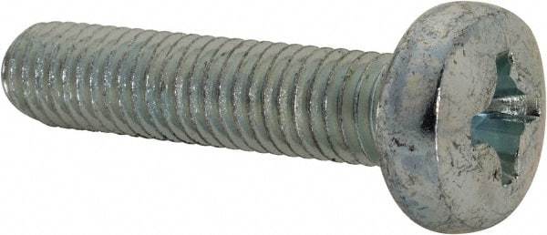 Value Collection - M8x1.25, 35mm Length Under Head Phillips Drive Machine Screw - Pan Head, Grade 4.8 Steel, Zinc-Plated Finish, Without Washer - Apex Tool & Supply