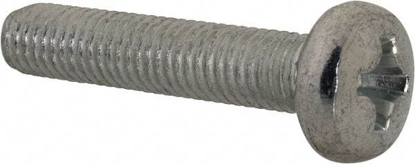 Value Collection - M8x1.25, 40mm Length Under Head Phillips Drive Machine Screw - Pan Head, Grade 4.8 Steel, Zinc-Plated Finish, Without Washer - Apex Tool & Supply