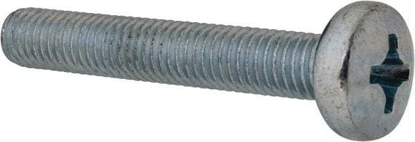 Value Collection - M8x1.25, 50mm Length Under Head Phillips Drive Machine Screw - Pan Head, Grade 4.8 Steel, Zinc-Plated Finish, Without Washer - Apex Tool & Supply