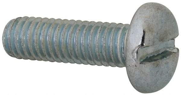 Value Collection - M6x1.00, 20mm Length Under Head Slotted Drive Machine Screw - Pan Head, Grade 4.8 Steel, Zinc-Plated Finish, Without Washer - Apex Tool & Supply