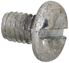 Value Collection - M6x1.00, 8mm Length Under Head Slotted Drive Machine Screw - Pan Head, Grade 4.8 Steel, Zinc-Plated Finish, Without Washer - Apex Tool & Supply