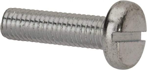 Value Collection - M8x1.25, 30mm Length Under Head Slotted Drive Machine Screw - Pan Head, Grade 4.8 Steel, Zinc-Plated Finish, Without Washer - Apex Tool & Supply