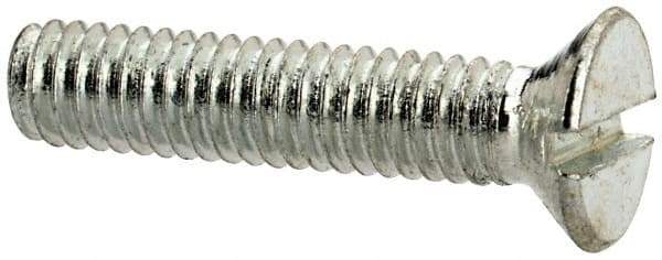 Value Collection - M2.5x0.45, 12mm OAL Slotted Drive Machine Screw - Flat Head, Grade 4.8 Steel, Zinc-Plated Finish, Without Washer - Apex Tool & Supply