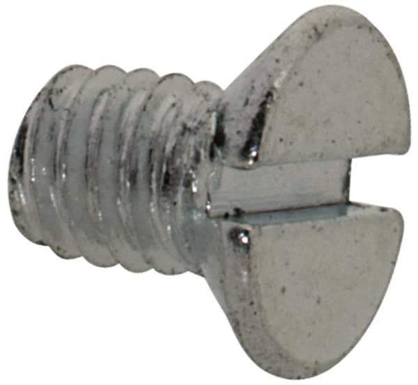 Value Collection - M2.5x0.45, 4mm OAL Slotted Drive Machine Screw - Flat Head, Grade 4.8 Steel, Zinc-Plated Finish, Without Washer - Apex Tool & Supply