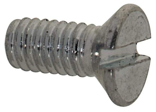 Value Collection - M2.5x0.45, 6mm OAL Slotted Drive Machine Screw - Flat Head, Grade 4.8 Steel, Zinc-Plated Finish, Without Washer - Apex Tool & Supply