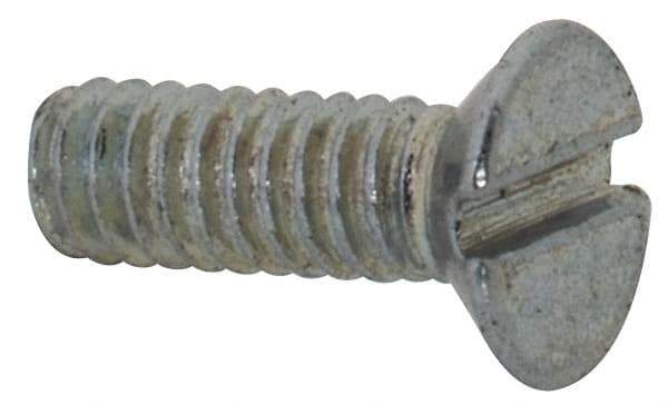 Value Collection - M2x0.40, 6mm OAL Slotted Drive Machine Screw - Flat Head, Grade 4.8 Steel, Zinc-Plated Finish, Without Washer - Apex Tool & Supply