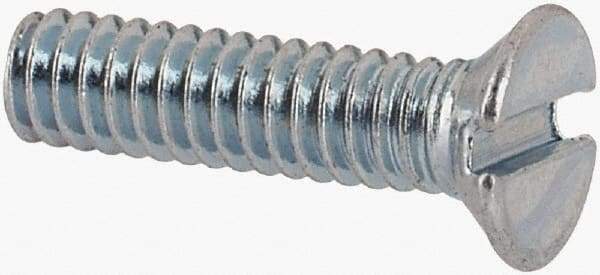 Value Collection - M2x0.40, 8mm OAL Slotted Drive Machine Screw - Flat Head, Grade 4.8 Steel, Zinc-Plated Finish, Without Washer - Apex Tool & Supply