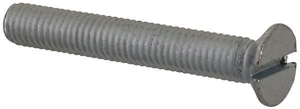 Value Collection - M5x0.80, 35mm OAL Slotted Drive Machine Screw - Flat Head, Grade 4.8 Steel, Zinc-Plated Finish, Without Washer - Apex Tool & Supply