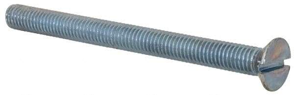 Value Collection - M5x0.80, 60mm OAL Slotted Drive Machine Screw - Flat Head, Grade 4.8 Steel, Zinc-Plated Finish, Without Washer - Apex Tool & Supply