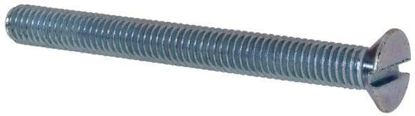 Value Collection - M6x1.00, 60mm OAL Slotted Drive Machine Screw - Flat Head, Grade 4.8 Steel, Zinc-Plated Finish, Without Washer - Apex Tool & Supply