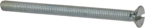 Value Collection - M6x1.00, 80mm OAL Slotted Drive Machine Screw - Flat Head, Grade 4.8 Steel, Zinc-Plated Finish, Without Washer - Apex Tool & Supply