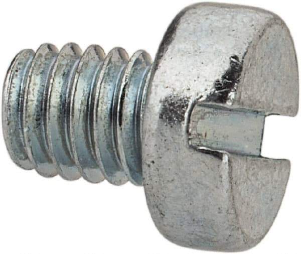 Value Collection - M4x0.70, 5mm Length Under Head Slotted Drive Machine Screw - Cheese Head, Grade 4.8 Steel, Zinc-Plated Finish, Without Washer - Apex Tool & Supply