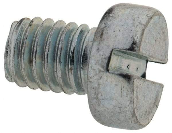 Value Collection - M6x1.00, 8mm Length Under Head Slotted Drive Machine Screw - Cheese Head, Grade 4.8 Steel, Zinc-Plated Finish, Without Washer - Apex Tool & Supply
