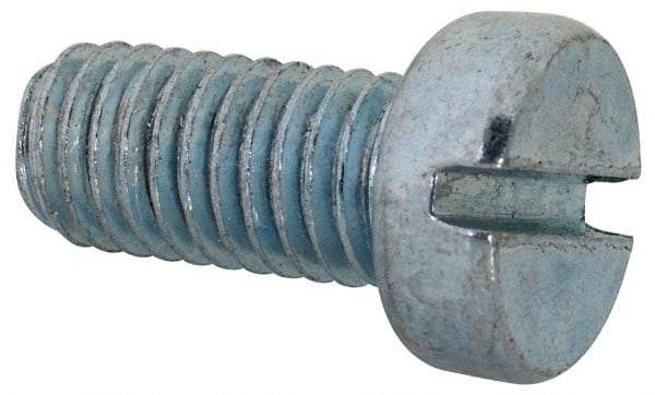 Value Collection - M8x1.25, 16mm Length Under Head Slotted Drive Machine Screw - Cheese Head, Grade 4.8 Steel, Zinc-Plated Finish, Without Washer - Apex Tool & Supply
