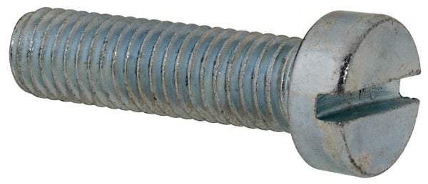 Value Collection - M8x1.25, 30mm Length Under Head Slotted Drive Machine Screw - Cheese Head, Grade 4.8 Steel, Zinc-Plated Finish, Without Washer - Apex Tool & Supply