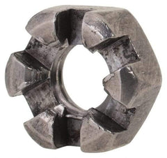 Value Collection - 1/4-20 UNC Grade 2 Steel Slotted Locknut - 7/16" Width Across Flats, 7/32" High, Uncoated - Apex Tool & Supply