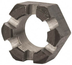 Value Collection - 1-1/8 - 12 UNF Grade 2 Steel Slotted Locknut - 1-11/16" Width Across Flats, 31/32" High, Uncoated - Apex Tool & Supply
