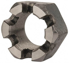 Value Collection - 1-1/2 - 12 UNF Grade 2 Steel Slotted Locknut - 2-1/4" Width Across Flats, 1-9/32" High, Uncoated - Apex Tool & Supply
