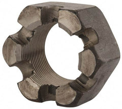Value Collection - 1-3/4 - 12 UNF Grade 2 Steel Slotted Locknut - 2-5/8" Width Across Flats, 1-1/2" High, Uncoated - Apex Tool & Supply