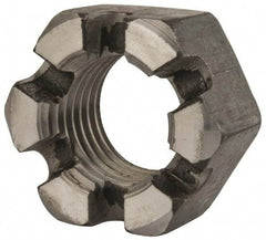 Value Collection - 2 - 4-1/2 UNC Grade 2 Steel Slotted Locknut - 3" Width Across Flats, 1-23/32" High, Uncoated - Apex Tool & Supply