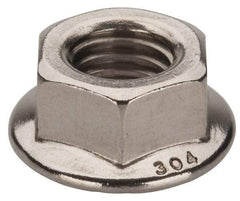 Value Collection - 1/2-13, 1.031" Flange Diam, Serrated Flange Nut - Grade 18-8 Stainless Steel, Uncoated Finish, 0.458" Flange Height - Apex Tool & Supply