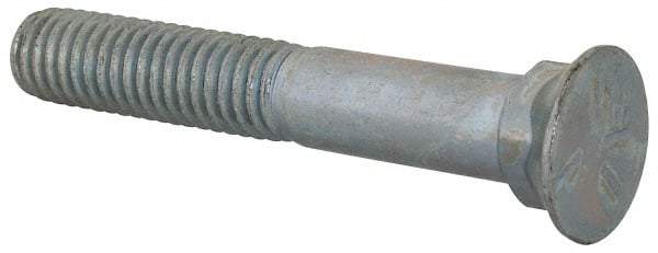 Value Collection - 3/8-16 UNC, 2-1/2" OAL, Steel Plow Bolt - Zinc-Plated Finish, Grade 5 - Apex Tool & Supply