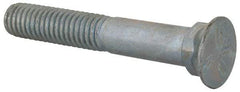 Value Collection - 3/8-16 UNC, 2-1/2" OAL, Steel Plow Bolt - Zinc-Plated Finish, Grade 5 - Apex Tool & Supply
