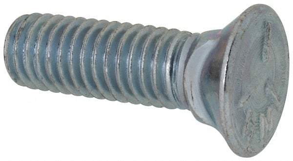 Value Collection - 7/16-14 UNC, 1-1/2" OAL, Steel Plow Bolt - Zinc-Plated Finish, Grade 5 - Apex Tool & Supply