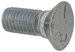 Value Collection - 1/2-13 UNC, 1-1/4" OAL, Steel Plow Bolt - Zinc-Plated Finish, Grade 5 - Apex Tool & Supply